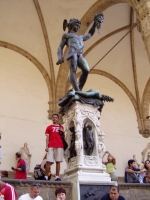 p6120011 Benvenuto Cellini's bronze of <a href=../../../florence-notes.html#perseus>Perseo (Persus) brandishing the head of Medusa</a><br> At Loggia della Signoria