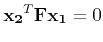 $\displaystyle {\bf x_2}^{T}{\bf F}{\bf x_1} = 0
$