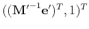 $ (({\bf M'}^{-1}{\bf e'})^T,1)^T$
