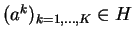 $(a^k)_{k=1,\ldots,K} \in H$