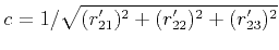 $\displaystyle c = 1/\sqrt{(r'_{21})^2 + (r'_{22})^2 + (r'_{23})^2}
$